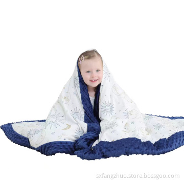 newest wholesale printing throw flannel Minky baby blanket